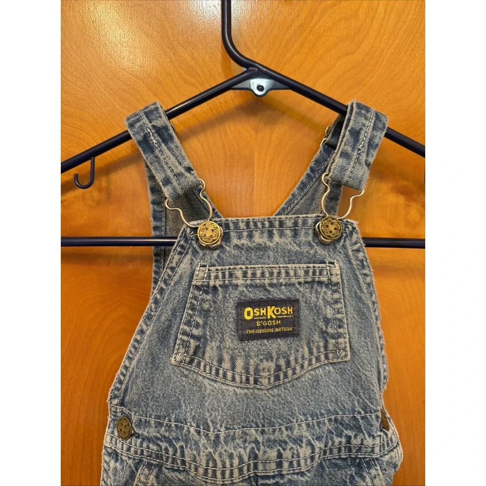 Vintage OshKosh B'gosh Denim Overalls Vestbak Toddler 2T Snap Crotch 90s